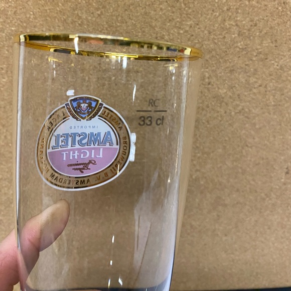 8” Amstel Light Beer Glass w/ Gold Rim - Picture 4 of 7